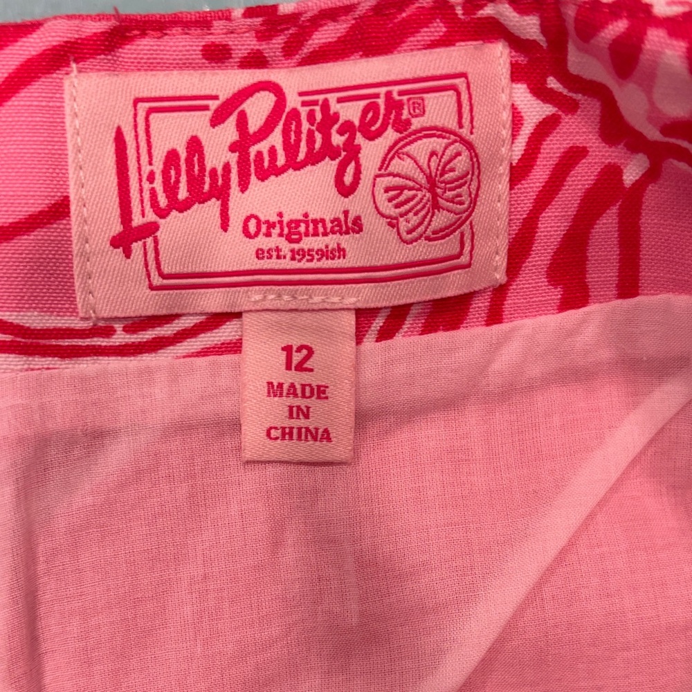 Lilly Pulitzer Pink Floral Mini Skirt with White Lace - Picture 2 of 8